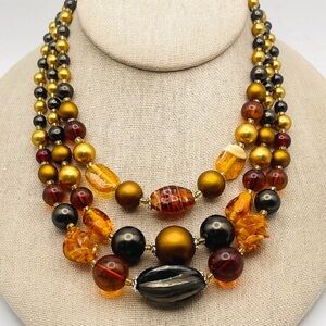 Gorgeous Vintage Japan Multi Strand Necklace Statement Piece